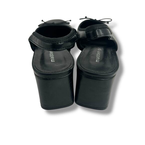 Madden Girl Black Slingback Ballet Pumps size 7 Block Heel Bow Emelias Heels - Picture 3 of 11